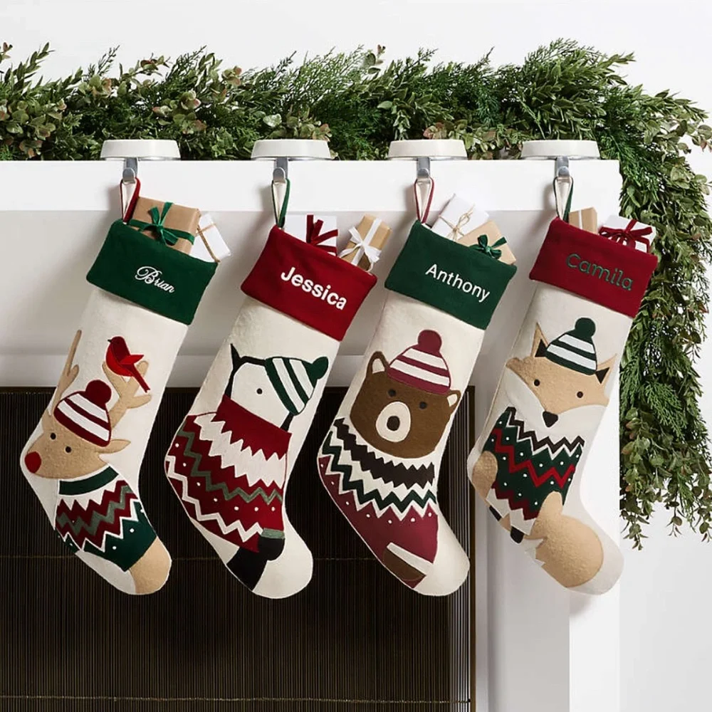 Crate&Barrel Fair Isle Friends Fox Christmas Stocking by Joan Anderson